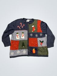 Croft & Barrow Women's Christmas Patchwork Cardiga..
