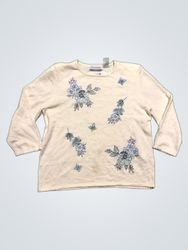 Alfred Dunner Petite Cream Floral Butterfly Embroi..