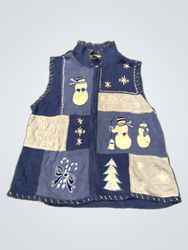 BLAIR Women's Blue Snowman Candy Cane Christmas Ve..