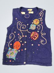 Kim Rogers Gilet sans manches bleu avec motifs de ..