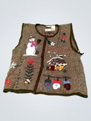 Bobbie Brooks Women's Holiday Snowman & House Appl..