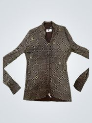 Guess Brown Monogram Zip-Up Sweater