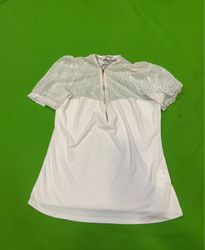 Morgan De Toi White Short Sleeve Zip-Up Top with M..