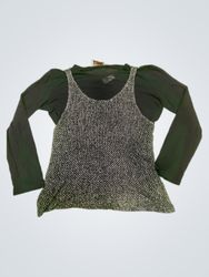 Caren Pfleger Signature Top em Tricô Preto e Prata