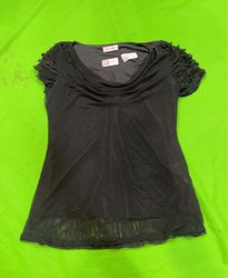 Orsay Black Sheer Ruffled Sleeve Top