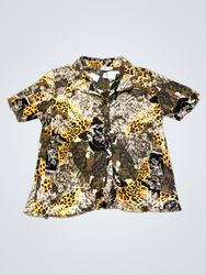 X-MAIL Damen Kurzarm-Bluse mit Knopfleiste