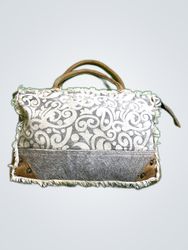 Grey Canvas Tote Bag with Fringe