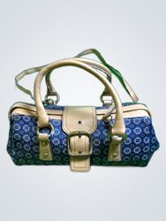 Patterned Blue Tote Handbag