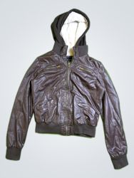 Therapy Brown Leather Hooded Jacket