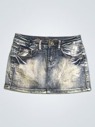 Fishbone Denim Mini Skirt