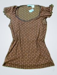 Printed Ruffle Sleeve Blouse