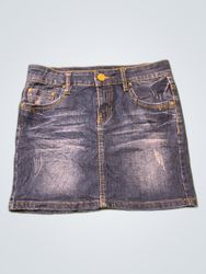 Long Denim Denim Mini Skirt