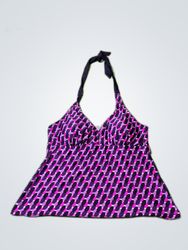 Gilda Purple Geometric Halter Bikini Top