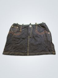 Embroidered Black Denim Mini Skirt