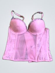 Pink Lace Bustier Corset Top