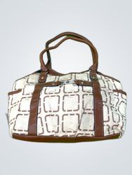 Brown and White Handbag