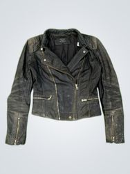 Zara Black Leather Biker Jacket