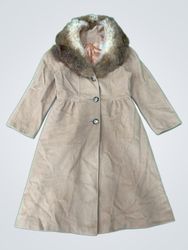 Tan Coat with Fur-Lined Hood