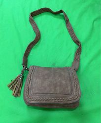 Brown Suede Crossbody Bag with Tassels