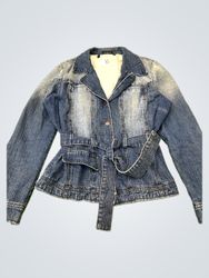 New Saks Woman Denim Jacket with Belt