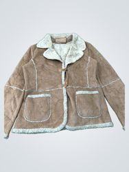 Brown Suede Sherpa Lined Jacket