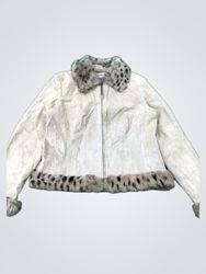 Mythology Women's Suede Leather Jacket with Fur Tr..