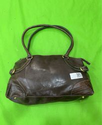 Brown Leather Handbag with Croc Embossing