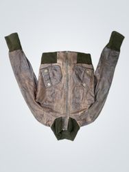 Oasis Brown Leather Bomber Jacket