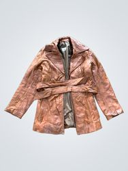 Brown Leather Patchwork Jacket with Belt