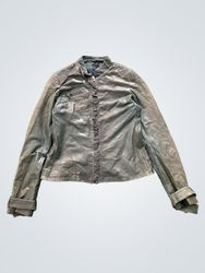 Supermall Women's Distressed Leather Jacket