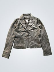 Vera Pelle Made in Italy Black Leather Blazer