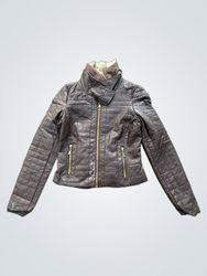 Lane Crawford Quilted Faux Leather Jacket with Fur..