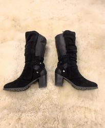 Black Suede and Leather Boots