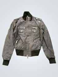 MOMOMELA VAGABONDA Black Leather Bomber Jacket