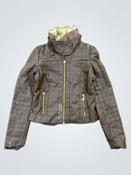 Lane Crawford Quilted Faux Leather Jacket with Fur..