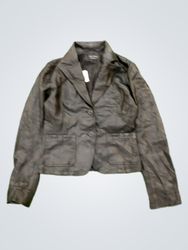 Vera Pelle Made in Italy Black Leather Blazer