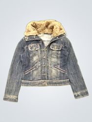 Camaieu Women's Denim Jacket with Fur Collar