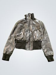Miley Cyrus x Max Azria Black Faux Leather Bomber ..