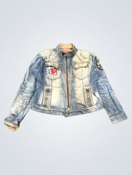 CAMPER JEANS Women's Denim Jacket with Rose Patche..