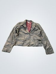 DELAVAGA Black Leather Blazer