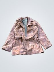 Brown Leather Patchwork Jacket with Belt