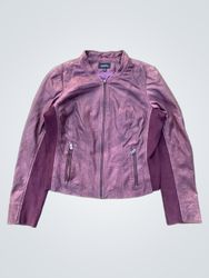 Women's Burgundy Faux Leather Jacket with Side Pan..