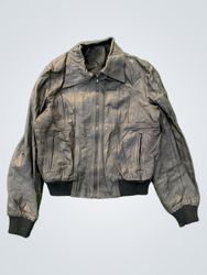 Schwarze Leder-Bomberjacke