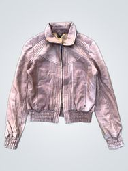 Blouson aviateur en cuir marron