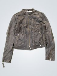 MUDGESTONE Giacca Moto in Finta Pelle Nera