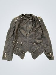 COOPER OUTWEAR Giacca in pelle nera borchiata