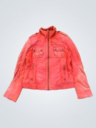 JILANI COLLECTION Rote Lederjacke Größe 40