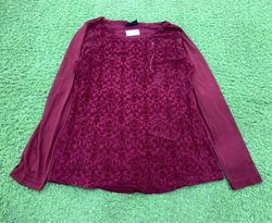 Janina Women's Burgundy Long Sleeve Top with Lace ..