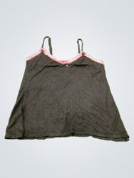 Camisole noire avec bordure en dentelle rose