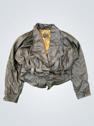 Black Leather Jacket with Belt